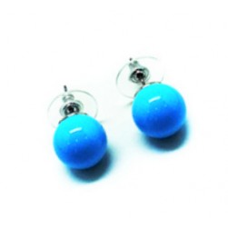 Blue Glass Pearl Stud Earrings
